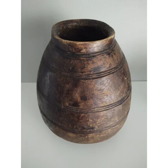 Lozi Tribe Of Zambia Africa Carved Wood Beer Milk Vessel Pot, Early 20th Century